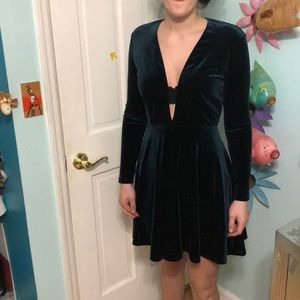 Deep V green velvet dress size L American Apparel